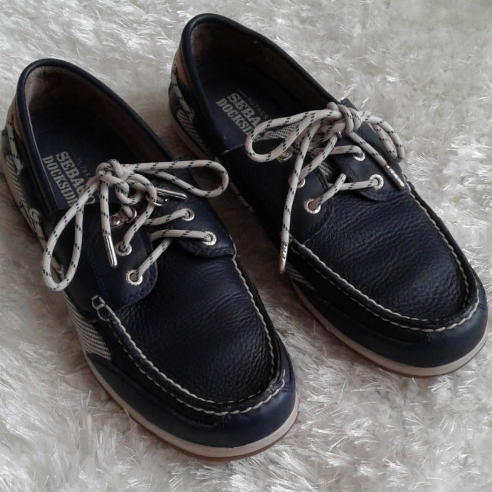 Sebago Dockside blue/white shoes sz 8 m.
